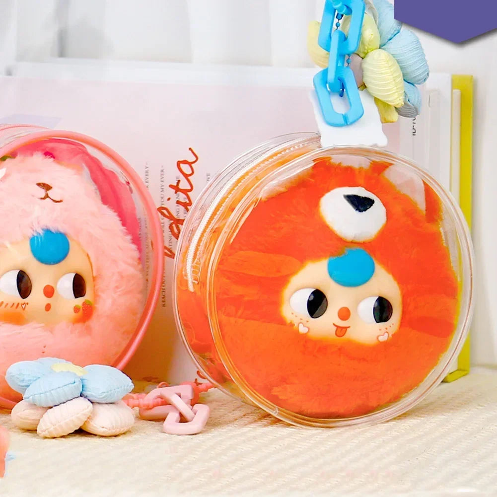 12/14cm Multi-color Doll Storage BagTransparent Round Doll Bag Circular Hanging Outdoor Doll Display Bag with Keychain