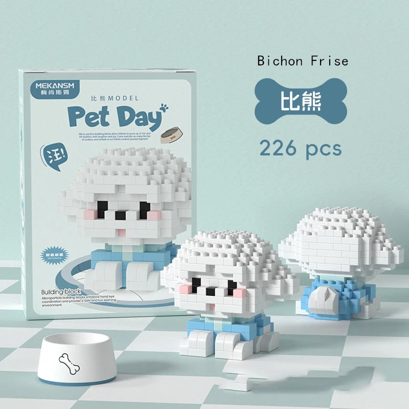 Mini Cute Pet Cat Series Cute Ragdoll Siamese Cat Brick Corgi Husky Small Micro Particle Children's Dog Building Blocks Toys