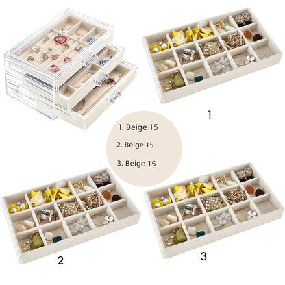 Beige Acrylic Jewelry Box Stud Earrings Earring Ring Necklace Bracelet Ornament Storage Box Jewellery Box