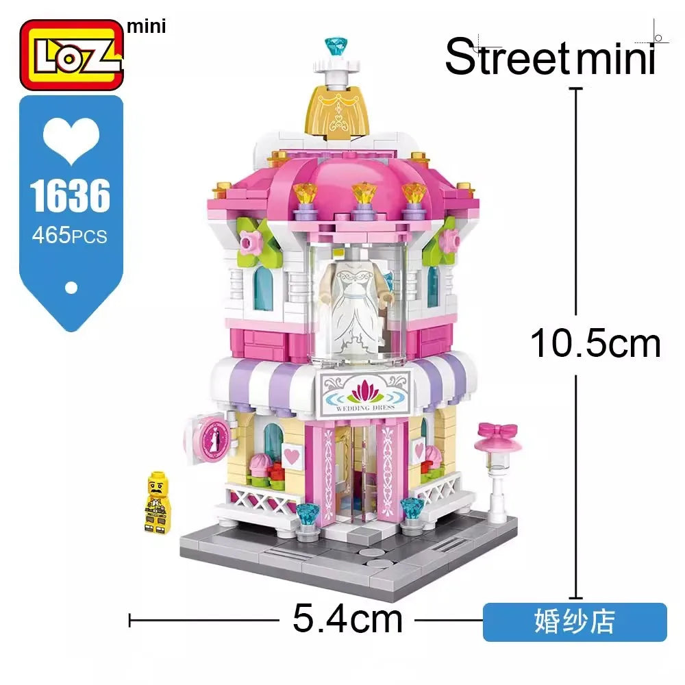 LOZ Creative Folded StreetView Grocery Store Post Station Building Bricks DIY Mini Chinese Style Puzzle Girls Gifts Children Toy