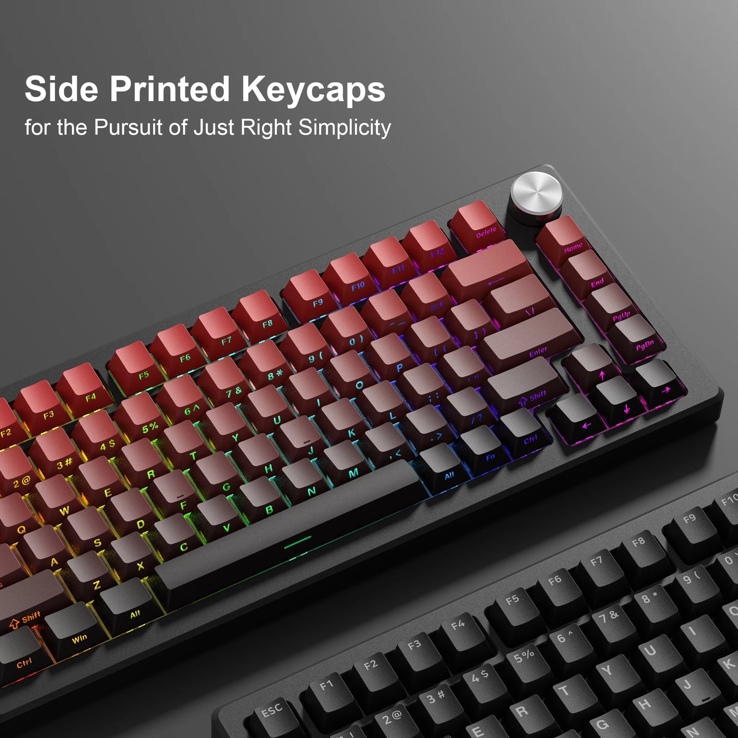 136 Key Side Print Gradient Red Cherry Profile PBT keycaps Double Shot Shine Through Backlit Key Caps For MX Mechanical Keyboard