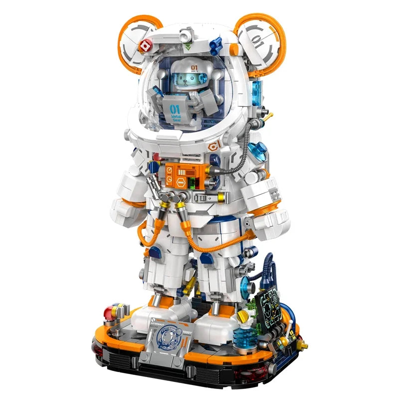 PANLOS Astronaut  Teddy Bear Building Blocks Toys With LED City Space Creative MOC DIY  Robots Bricks Toys for Boys Adult Gift