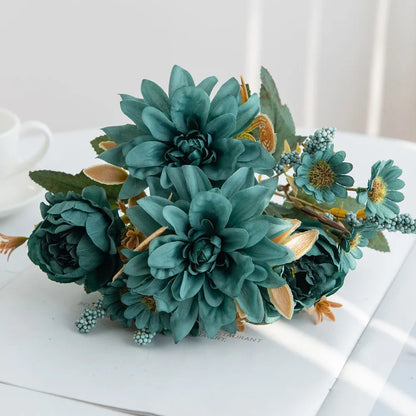 Artificial Flowers Silk Dahlia Rose daisy for Christmas Home Decoration Bonsai Room Wedding Bridal Bouquet Party Diy Hot sales