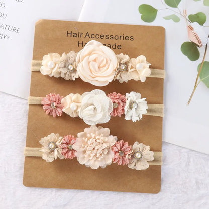 3pcs Baby Girl Headband set Cute Baby Elastic Hair Band Newborn Head Flower Toddler Headband Headwear Kids Accessories