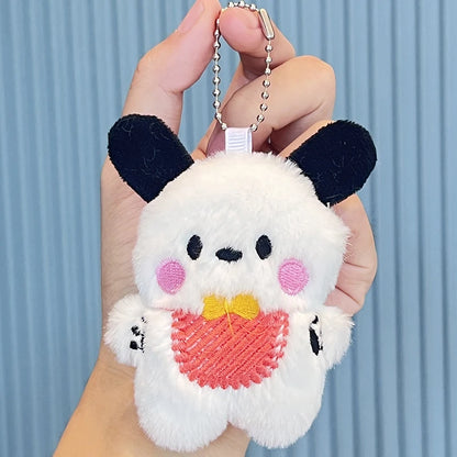 Cute Plush Dog Pandent Keyring For Girls Cartoon Dog Doll Keychain Women Gifts Creative Car Bag Decoration Decor