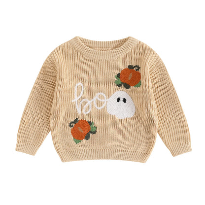 MISOWMNJOY Winter Baby Knitted Clothes for Boys Girls Halloween Sweaters Pumpkin Long Sleeve Crochet Children Pullover Jumper