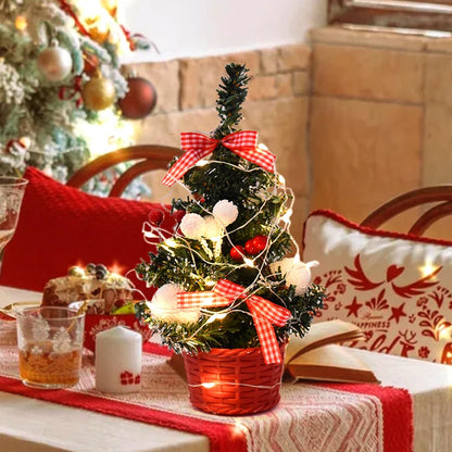 20/30cm Artificial Christmas Tree with LED Light Balls 2024 Christmas Decoration for Home 2025 New Year Gift Xmas Table Ornament