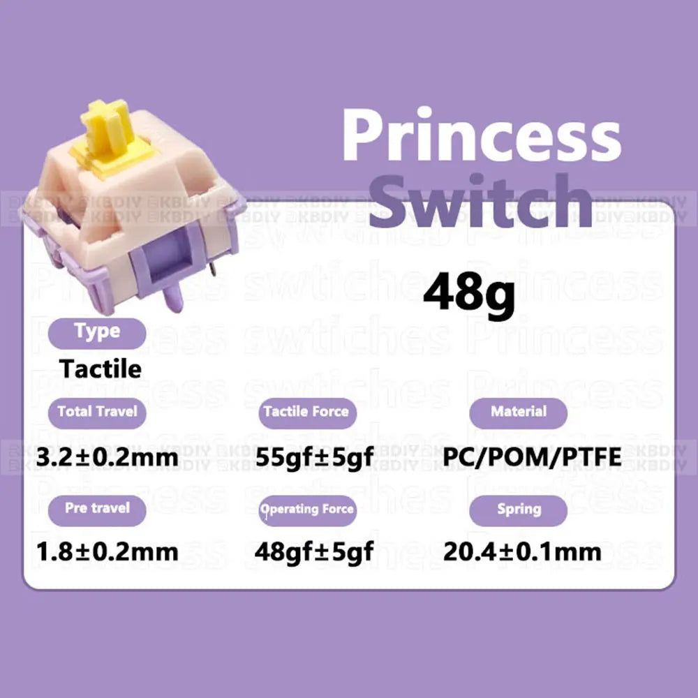 MMD Princess Switch Tactile Linear 5 Pin HIFI Keyboards Switches Banana Splits MX Mechanical Keyboard DIY Custom For GMK67