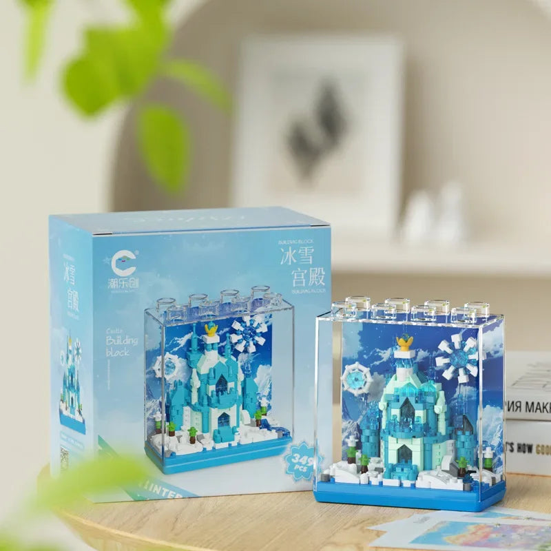 Frozen Castle Micro Building Blocks Magic Castle Disney Assembled DIY Model Mini Brick Figure Toys For Home Decoration