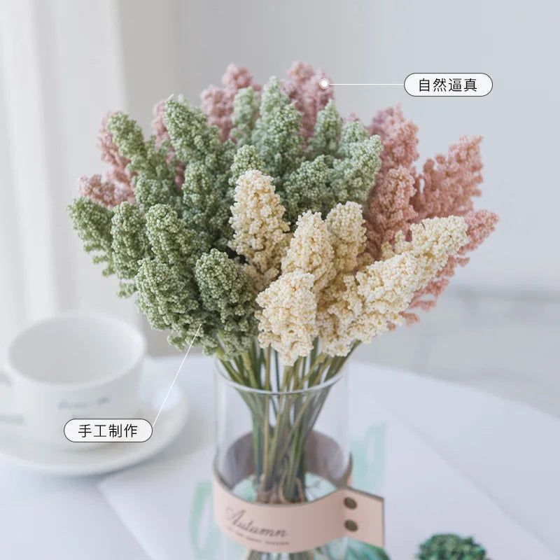 6Pcs Wheat Ear Flower artificial Dried Flowers For Wedding Party Decoration DIY Home Table Wedding Christmas Decor Wheat Bouquet