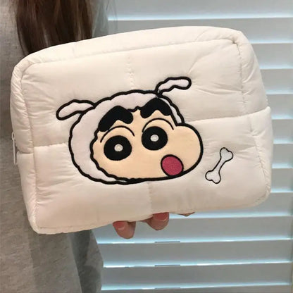 New Cartoon Crayon Shin-Chan Cosmetic Bag Cartoon Travel Carrying Bag Down Large Capacity Storage Toiletry Bag Holiday Gift Toy