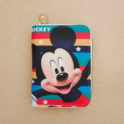 Cute Mickey Minnie Organ Card Bag PU Leather Wallet Cartoon Business Card Case Credit Card Holder Mini Zipper Clutch Bag