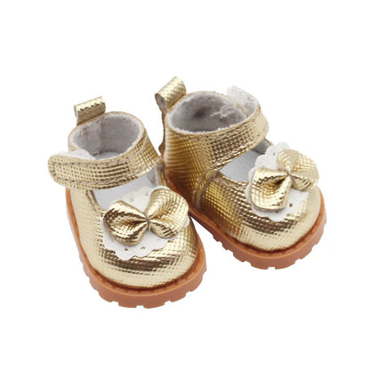 Doll Leather Shoes Labubu Bow Shoes for 17cm Labubu 10cm EXO /Cotton Doll Finger Shoes