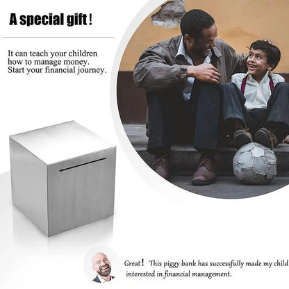 Stainless Steel Piggy Bank Only Enter Not Exit Large Capacity Money Savings Bank For Children's Metal Cash Box Coin Piggy Bank