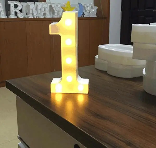 16/21CM DIY Luminous Lights LED Letter Night Light Creative Letters Alphabet Number Battery Lamp Romantic Party Decoration