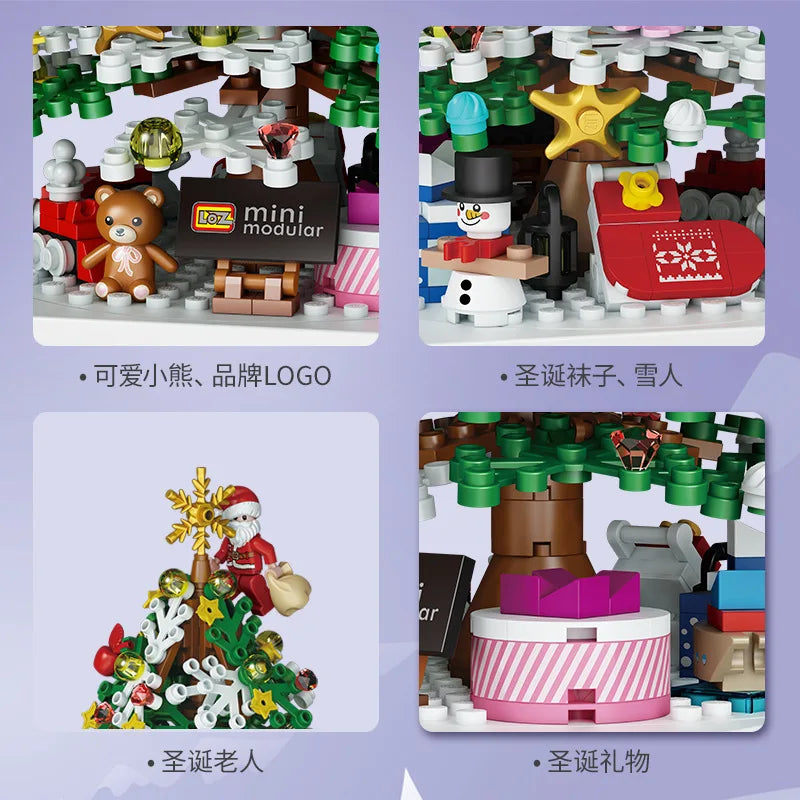 LOZ Blocks New Year Goods Building Bricks Christmas Tree Music Box Santa Claus Brinquedos Fun  Kids Toys Girls Present 1237