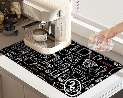 Cross-Border Creative Pattern Kitchen Countertop Hydrophilic Pad Amazon Diatom Ooze Wind Mat Bowl Dish Drying Mat Slip-Resistant