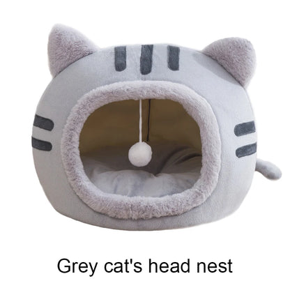 Pet Autumn and Winter New Cat Modelling Kennel Winter Pet Kennel Kitten House Non-slip Foldable Plush Cats Cave Bed Pet Supplies