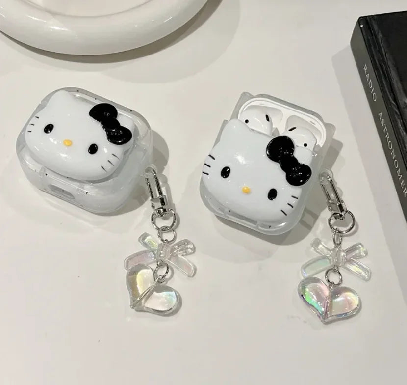 Hello Kitty For Airpods Pro 2 Case,Transparent Soft TPU Earphone Anime Cover With Keychain For Airpods 3 Case For Girls/Women