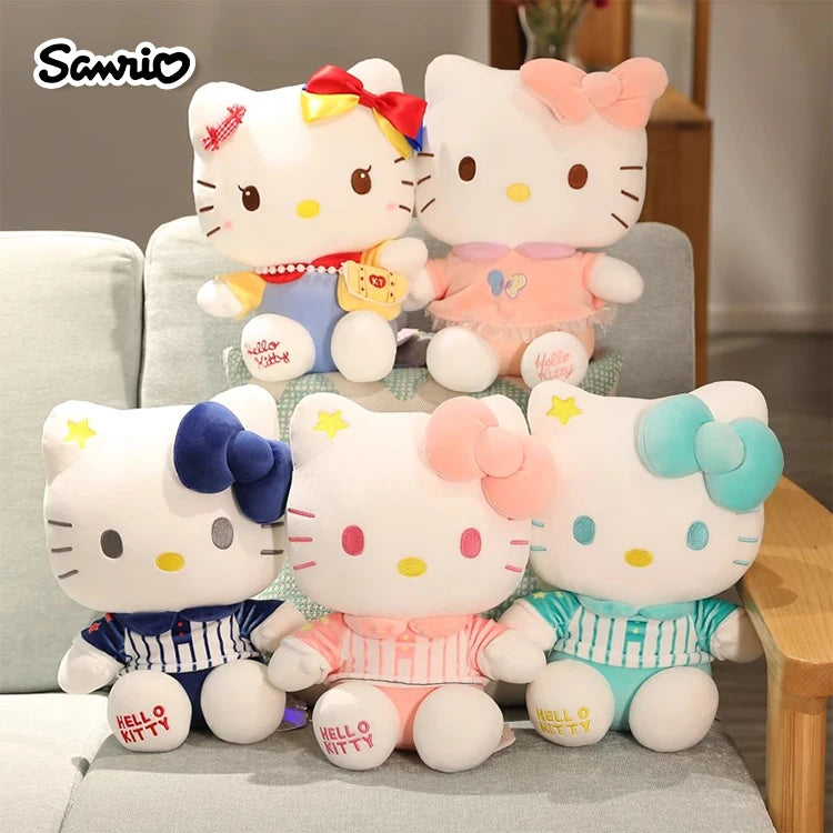 Sanrio Hello Kitty Kuromi Throw Pillow Baby Stuffed Toys Anime Cat Plush Toys Plushie Kids Gifts Children Dolls For Girls Boys