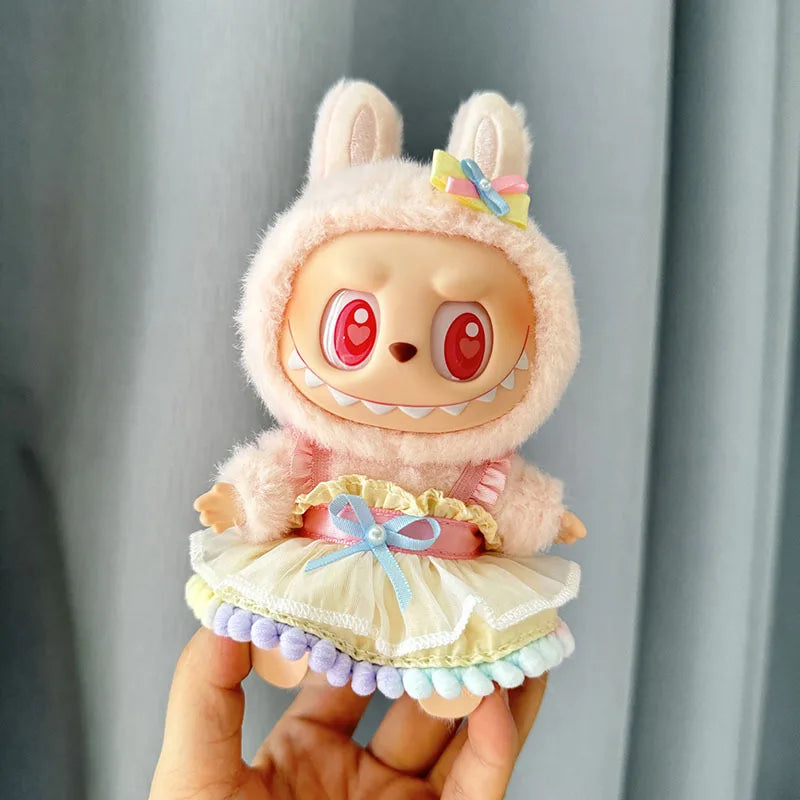 17cm Labubu I II Idol Dolls Clothes Kawaii Cute Rabbit Skirt Dress Accessories Korea Kpop Exo Clothing Plush Doll'S Clothes