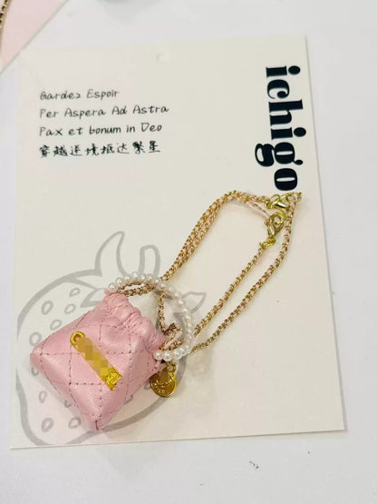 2024 Hot Labubu Small Perfume Diamond Everyday Bag Doll Accessories Cute Peripheral Without Strawberry Stickers Doll Special