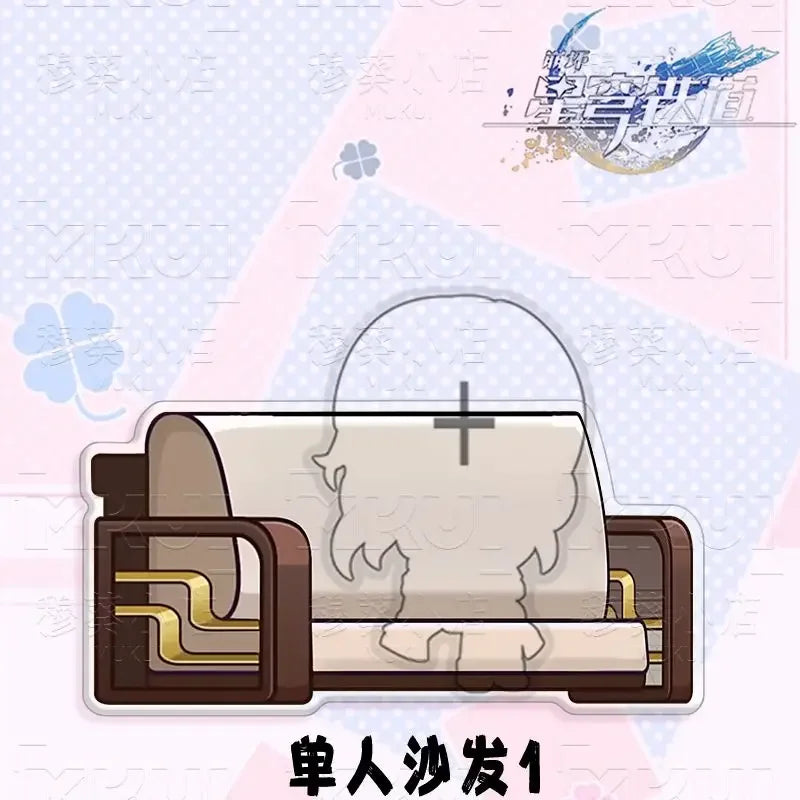 Honkai:Star Rail Boothill Jade Live Broadcast Guest Or Host Magnetic Sofa Sitting Character Acrylic Fridge Sticker Desk Ornament