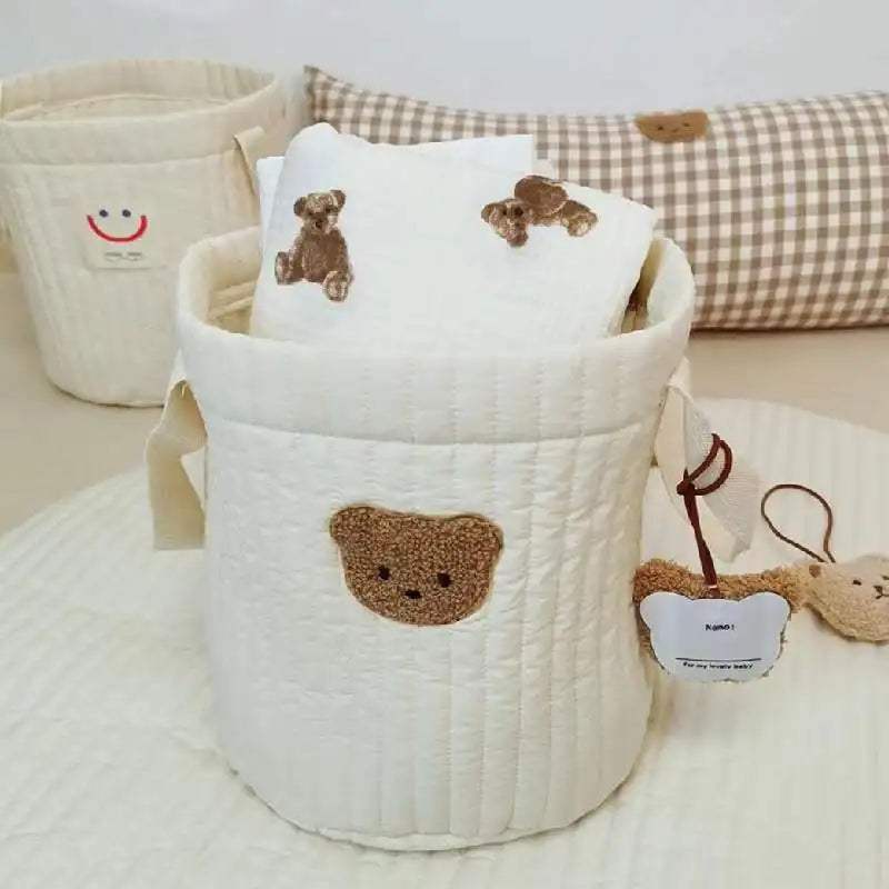 Baby Diaper Nappy Bags for Mom Cute Bear Large Capacity Mommy Bag Caddy Toys Dolls Storage Organizer Babies Accessories Beige