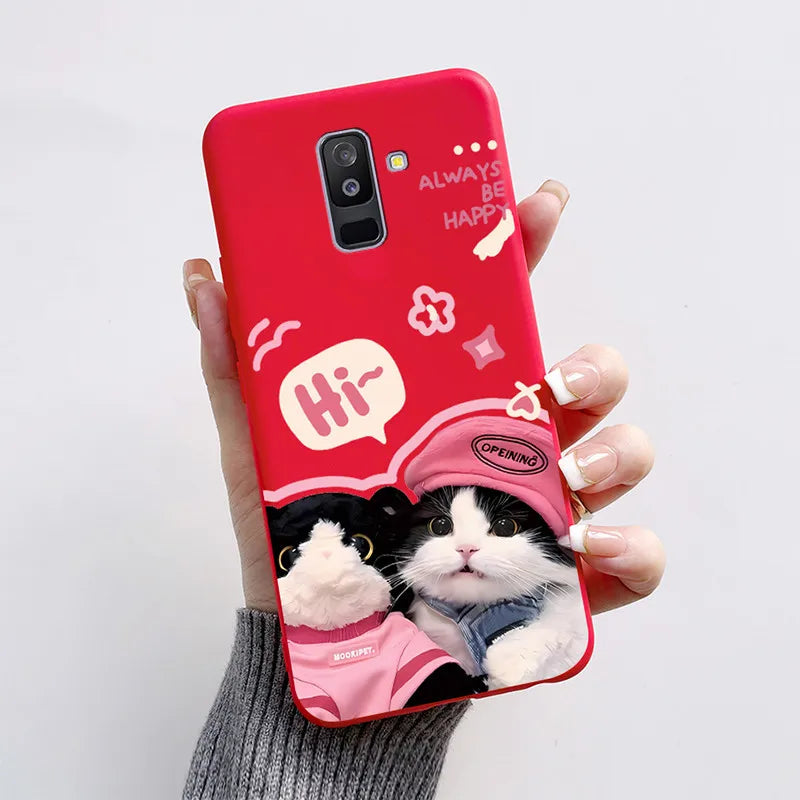 Case For Samsung A6 2018 Cover A 6 A600F Cartoon Cat Fox Soft Silicone TPU Phone Case For Samsung Galaxy A6 Plus 2018 A605F Case