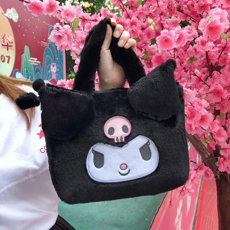 Cartoon Anime Plushie Shoulder Bag Kawaii My Melody Kittys Kuromi Cinnamoroll Soft Plush Handbag Children All-Match Tote Gifts