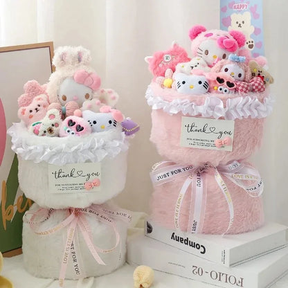 Sanrio Hello Kitty Doll Bouquet Flowers Anime Cartoon Soft Fashion Flower Room Decoration Girl Holiday Graduation Gift