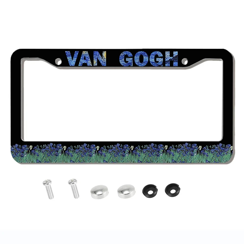 Beautiful oil painting with screws license plate holder car decoration aluminum alloy car parts American specifications A8/13