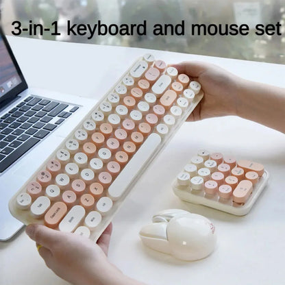 Mofii 3 In 1 Wireless Keyboard and Mouse 2.4G Keyboard and Mouse Kit Colorful Design Cute Retro keyboard kit With Keypad