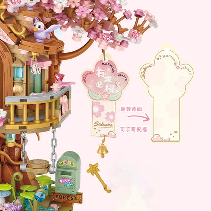 Loz Pink Romantic Cherry Blossom Treehouse Mini Particles Building Blocks Diy Tree House Sets For Children Girls Christmas Gifts