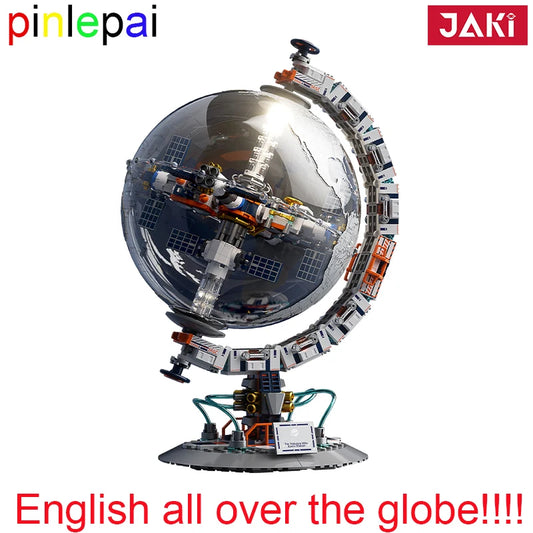 Pinlepai Jaki Building Bricks Set Globe Earth Blocks World Map Brick Space Moc Block Modular Model English Toys For Children