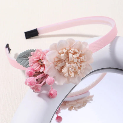 Handmade Head Flower Girls Headbands Baby Hairband Pearl Feather Wedding Princess Kids Dance Party Headwear Newborn Accessories