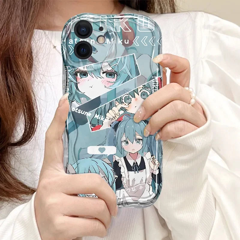 HOT Japanese Anime Lovely Hatsune Miku Cat For iPhone Case 16 15 14 13 12 11 Pro XR XS Max 7 8 Plus Phone Shockproof Y2K Cover