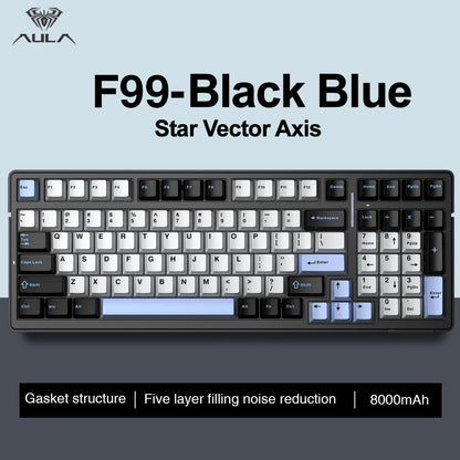 AULA F99 Machanical Keyboard Bluetooth 5.0/2.4G Wireless/Wired Gasket-mounted Gaming Keyboard 99 Keys Customizable Keyboards