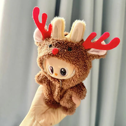 17cm Labubu I II Idol Dolls Cute Mini Plush Doll'S Clothes Korea Kpop Exo Idol Dolls Christmas Decor Deer DIY Accessories Gifts