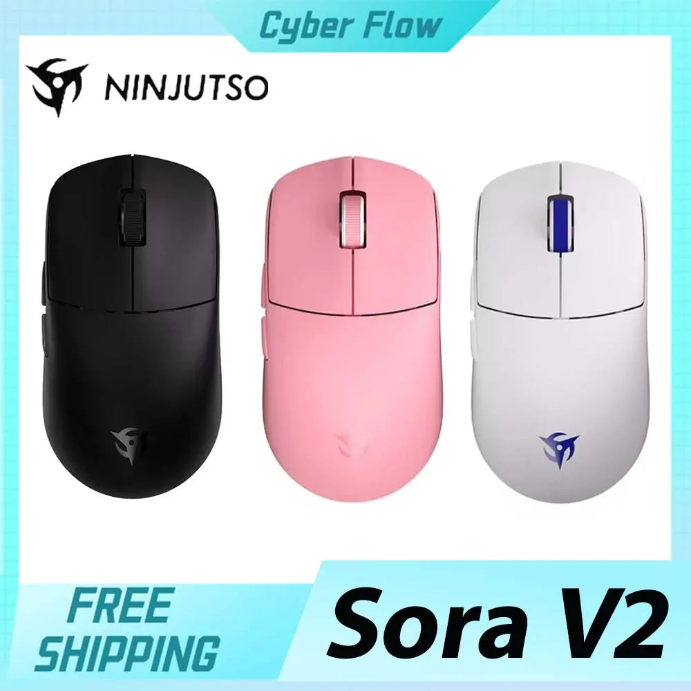 Ninjutso Sora V2 Mouse Wireless Dual Mode 8k Paw3395 Sensor Lightweight Gaming Mouse E-Sports Pc Gamer Accessories Customized