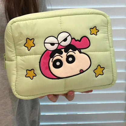 New Cartoon Crayon Shin-Chan Cosmetic Bag Cartoon Travel Carrying Bag Down Large Capacity Storage Toiletry Bag Holiday Gift Toy