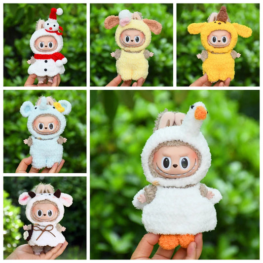 17cm Cute Mini Plush Doll'S Clothes Outfit Accessories For Korea Kpop Exo Labubu Idol Dolls Sheep Goose Dog Clothing DIY Gift