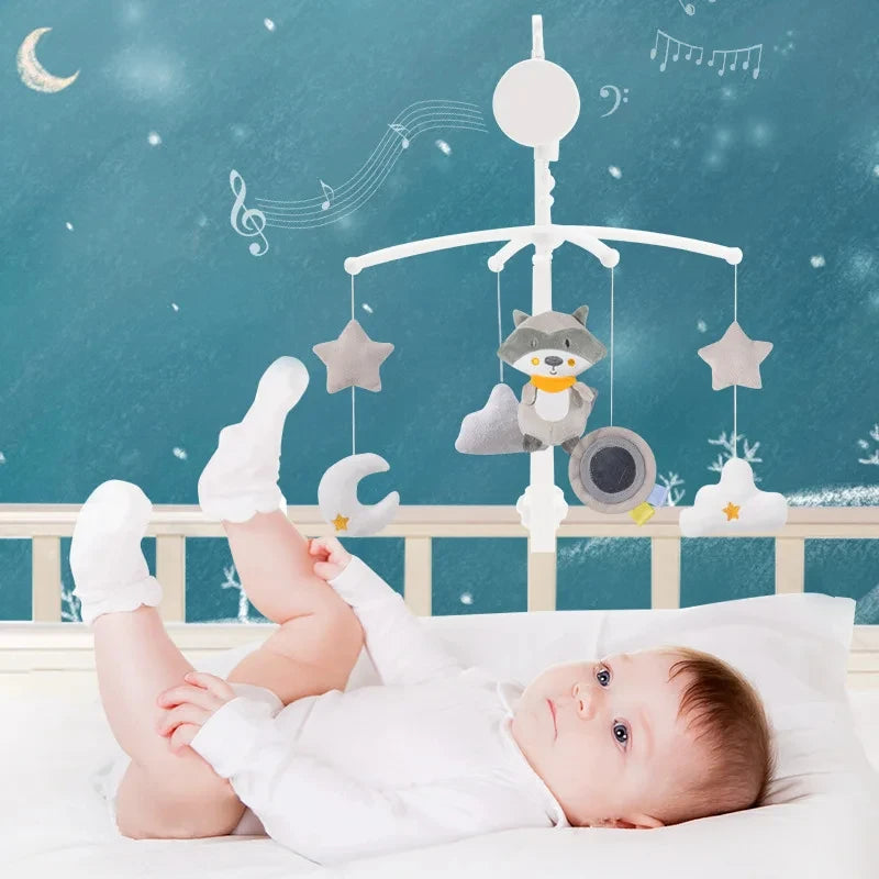 Baby Crib Mobile Bed Bell Rattle Toys 360° Carousel Bracket Stuffed Plush Animals Toys Coax a Newborn Baby Bed Bell Hanging Toys