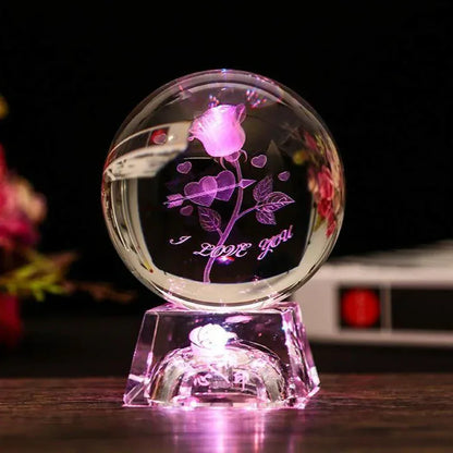 LED Crystal Ball 3D Solar System Planets Crystal Ball Glass Ball Home Decoration Valentine's Day Gift Ornament