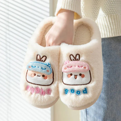 Cartoon Plush Slipper Cosplay Kawaii  Bubu Dudu Bear Rabbit Anime Peripheral Cute Sweet Home Warming Thick Soled Slippers Gift