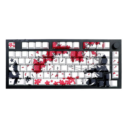 136 Key Raven Sakura PBT Double Shot Side Print Shine Backlit keycaps For MX Mechanical Keyboard 108 96 87 NJ80 84 68 64 61