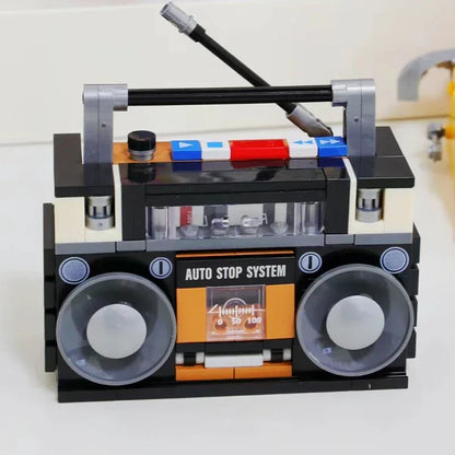 JAKI 8215 Retro Boombox Cassette Radio Music Tape Player Machine Model DIY Mini Blocks Bricks Building Toy For Children No Box