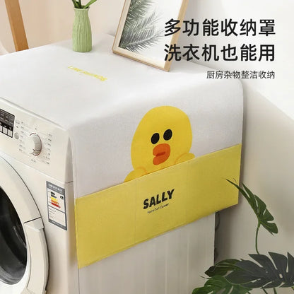 Anime Brown Bear Sally Cony Microwave Dustproof Cover with Storage Bag Kawaii Cartoon Refrigerator Kitchen Home Protection Case