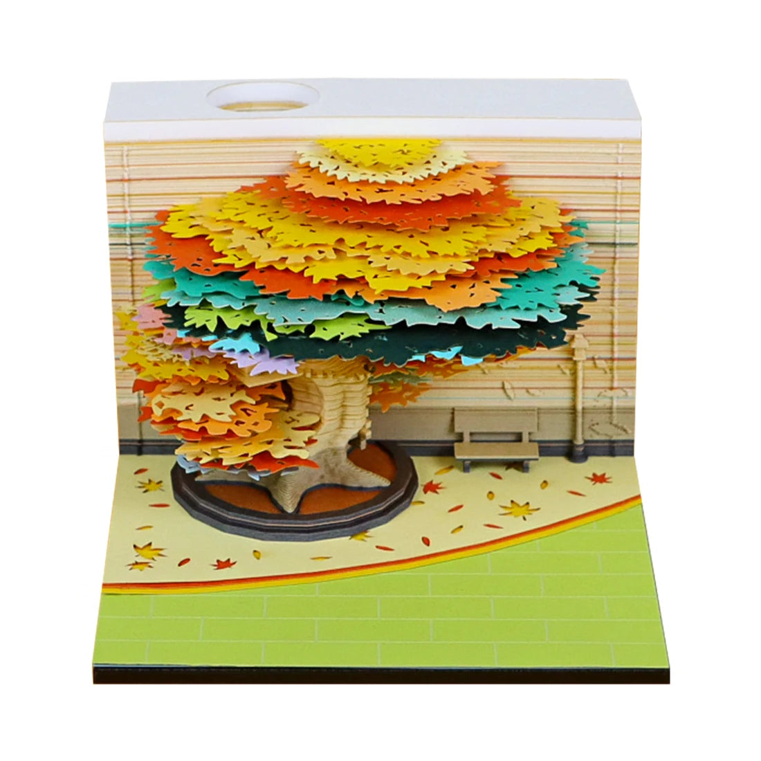 3D Memo Pads Paper Art Notepad Calendar 2025 Four Seasons Tree With Light Decoration Paper Notepad Note Cube With Pen Hole Gift