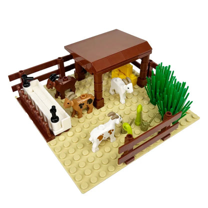 Farm MOC Building Blocks Animal Parts Pasture Bricks Kits Toys Chicken Coop Pig House Bullpen Birdhouse Compatible With LEGO